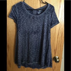 flowy blue top with open back